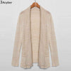 Women Knitted Sweaters Lapel Long Sleeve