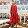 Bohoartist Women Patchwork Autumn Embroidery Pleated Dress
