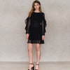 HDY Haoduoyi Solid Black Mesh Sheer Sexy Women Mini Dress