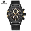 BENYAR Sport Chronograph Fashion Watches Men Mesh & Rubber Band Waterproof