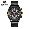 BENYAR Sport Chronograph Fashion Watches Men Mesh & Rubber Band Waterproof