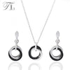 TL Silver Ceramic Black&White Wedding Stainless Steel Jewelry Set