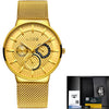 LIGE Fashion Luxury Quartz Watch Men Casual Slim Mesh Steel