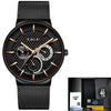 LIGE Fashion Luxury Quartz Watch Men Casual Slim Mesh Steel