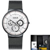 LIGE Fashion Luxury Quartz Watch Men Casual Slim Mesh Steel