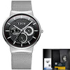LIGE Fashion Luxury Quartz Watch Men Casual Slim Mesh Steel