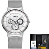 LIGE Fashion Luxury Quartz Watch Men Casual Slim Mesh Steel