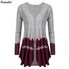 Women Casual V-Neck Long Sleeve Patchwork