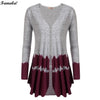 Women Casual V-Neck Long Sleeve Patchwork