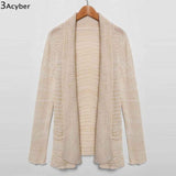 Women Knitted Sweaters Lapel Long Sleeve