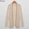 Women Knitted Sweaters Lapel Long Sleeve