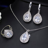 CWWZircons Attractive Champagne Yellow Water Drop Jewelry Set