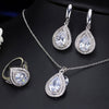 CWWZircons Attractive Champagne Yellow Water Drop Jewelry Set