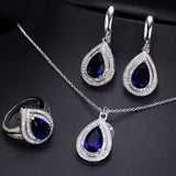 CWWZircons Attractive Champagne Yellow Water Drop Jewelry Set