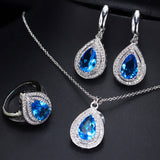 CWWZircons Attractive Champagne Yellow Water Drop Jewelry Set