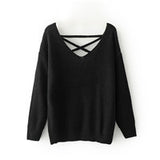 new woman Korean style back deep V tied rope long sleeves