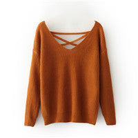 new woman Korean style back deep V tied rope long sleeves
