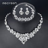 Mecresh Heart Crystal Silver Color Wedding Jewelry Necklace Sets