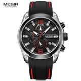 Megir Men's Quartz Waterproof Watch with Rubber Strap