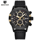 BENYAR Sport Chronograph Fashion Watches Men Mesh & Rubber Band Waterproof