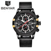 BENYAR Sport Chronograph Fashion Watches Men Mesh & Rubber Band Waterproof