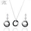 TL Silver Ceramic Black&White Wedding Stainless Steel Jewelry Set