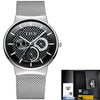 LIGE Fashion  Luxury Quartz Watch Men Casual Slim Mesh Steel