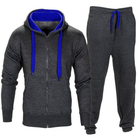 Men Stretchy Trousers Hooded Coat Jacket Pants