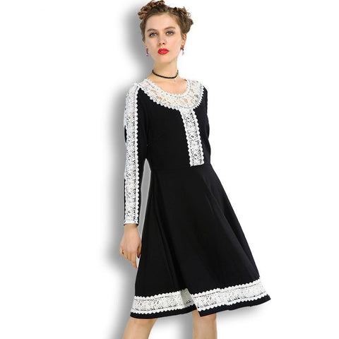 AOFULI Spring Luxury Diamond Plus Size Women Embroidery Patchwork Dress