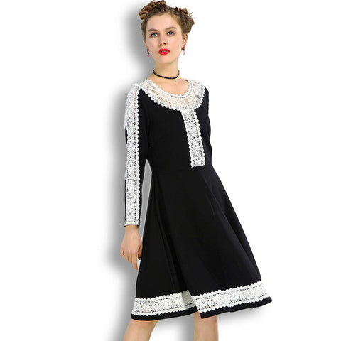 AOFULI Spring Luxury Diamond Plus Size Women Embroidery Patchwork Dress