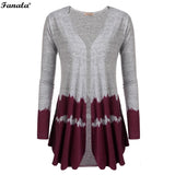 Women Casual V-Neck Long Sleeve Patchwork
