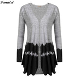 Women Casual V-Neck Long Sleeve Patchwork