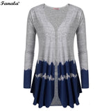 Women Casual V-Neck Long Sleeve Patchwork