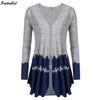 Women Casual V-Neck Long Sleeve Patchwork