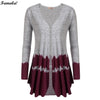 Women Casual V-Neck Long Sleeve Patchwork